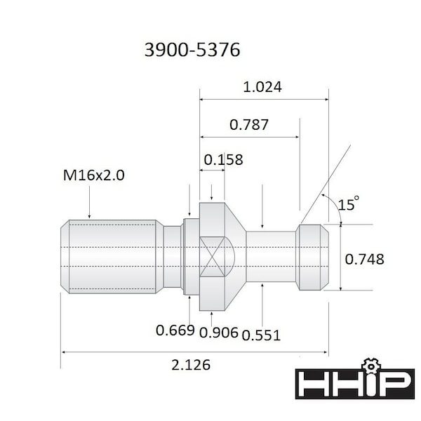 Hhip 2.13 X .75" 15 Degree Iso 40A Retention Knob - 3900-5376