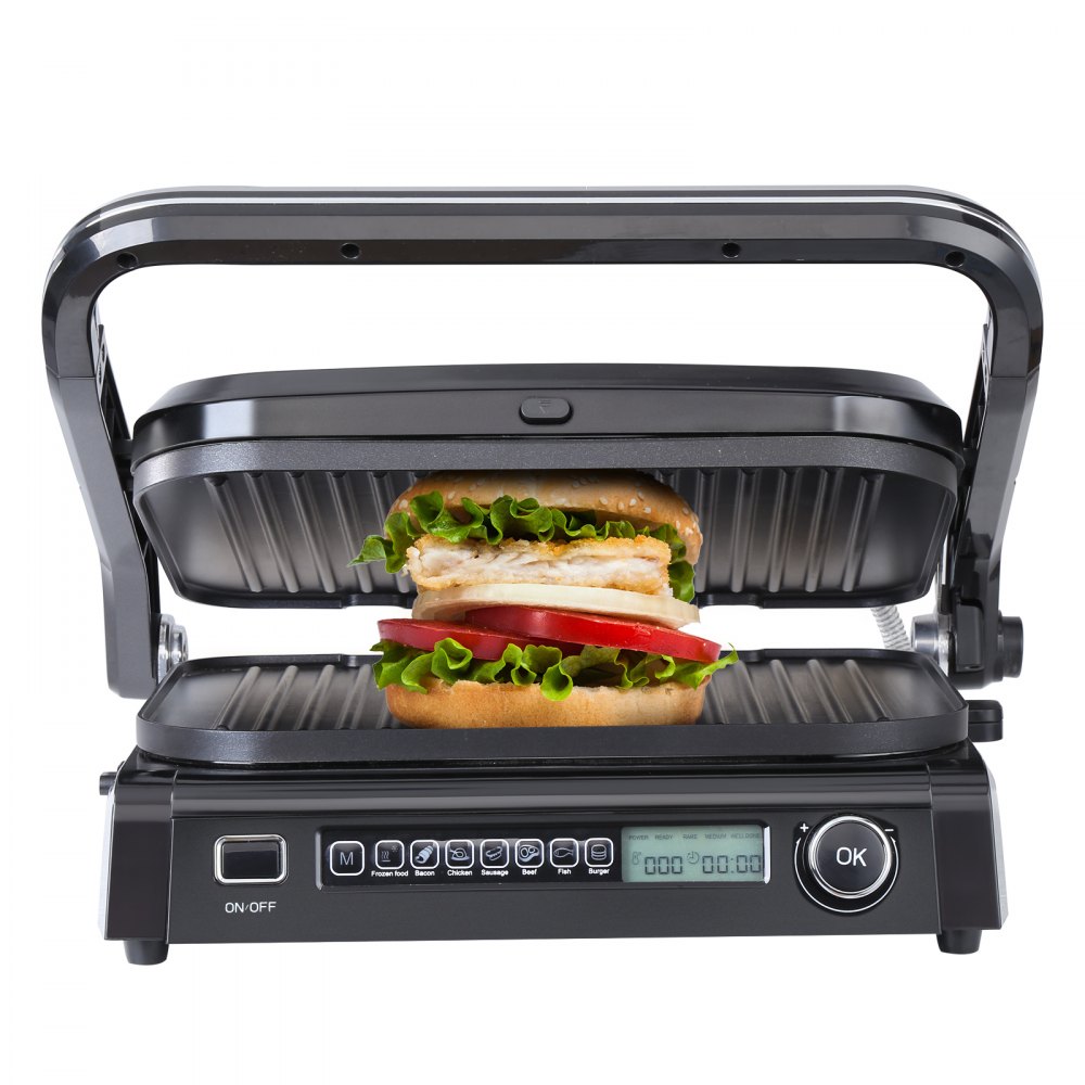 VEVOR 7 IN 1 Commercial Electric Griddle, 14.4" 1800W Indoor Countertop Grill, Stainless Steel Restaurant Teppanyaki Grill with Non Stick Iron Cooking Plate, 0-446℉ Adjustable Temp Control 110V - YBDBLDQPCDY13D7NZV1