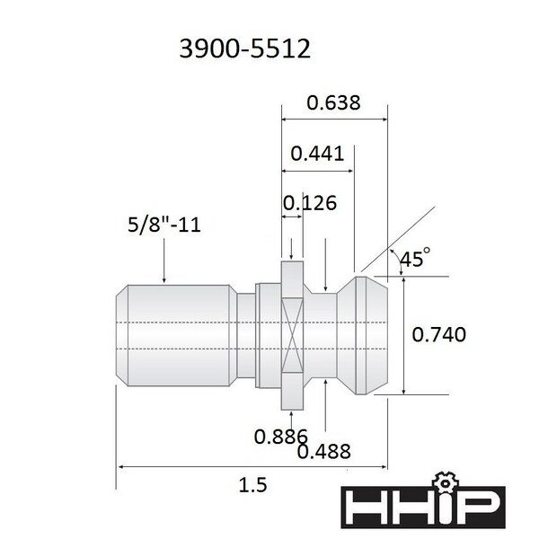Hhip ANSI .74 X 1.5 CAT40 45 Degree Retention Knob - 3900-5512