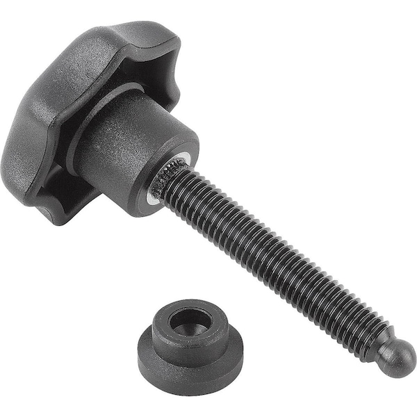 Kipp Thrust Spindle D=M06 L=53, 8 Thermoplastic, Comp:Steel Grub Screw L1=L-3, 8 Mm - K0394.06053