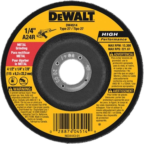 Accesorios Dewalt DW4514B5 en paquete de 5 piezas de rueda de molienda pesada de 4.5 pulgadas - 197578