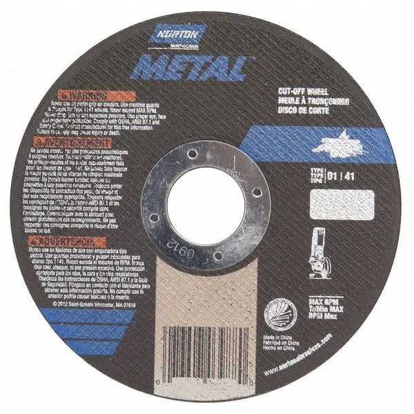 Disco de corte Norton Co, para metal, 5"x3/64"x7/8", paquete de 5 - 66252842168