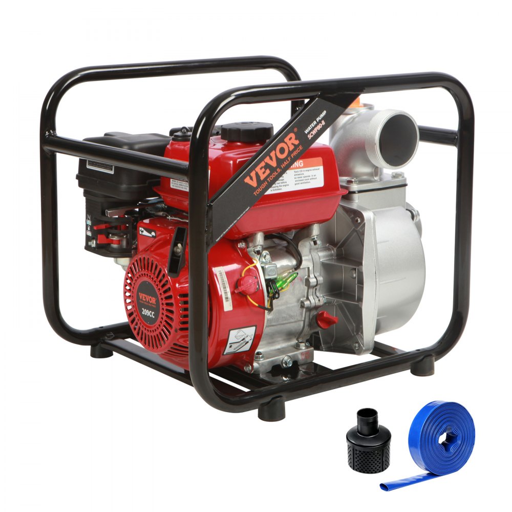 VEVOR Gasoline Engine Water Pump, 3-inch, 7HP 265 GPM, 142ft Lift, 22ft Suction, 4-Stroke Gas Powered Trash Water Transfer Pump Portable High Pressure with 25ft Hose for Irrigation Pool, EPA Certified - RYFDJSBYCYC377WQQV0