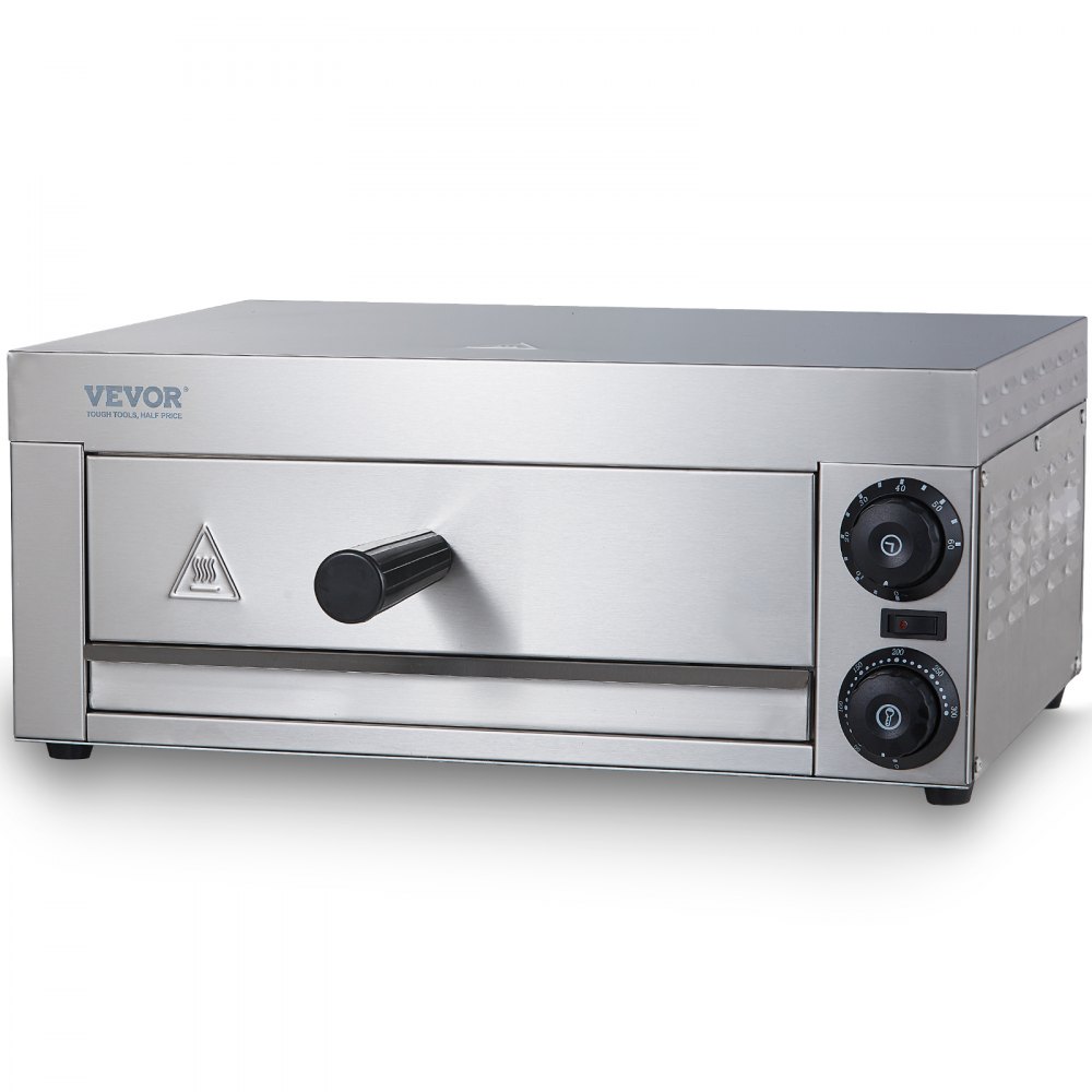 VEVOR Electric Countertop Pizza Oven 12-inch, 1500W Commercial Pizza Oven with Adjustable Temp, 0-60 Minutes Timer, 360° Uniform Baking Pizza Maker & Removable Crumb Tray for Commercial and Home Use - CTSDPSLBXG1SBXUI2V1