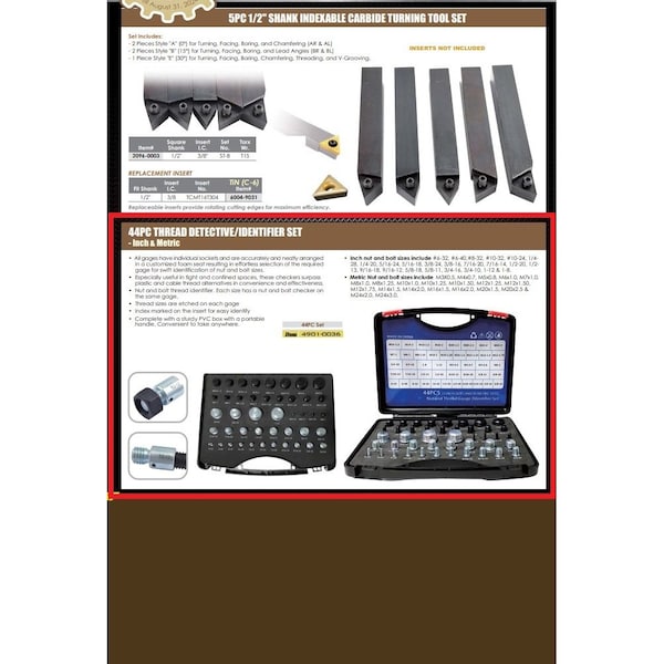 Hhip 44 Piece #61in & M3M24 Metric Thread Detective Set - 4901-0036