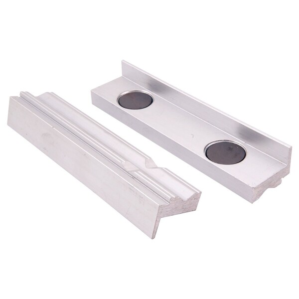 H & H Industrial Products 4 X 1-1/8" Aluminum Soft Prism-Face Vise Jaws With Magnet - 3900-2263