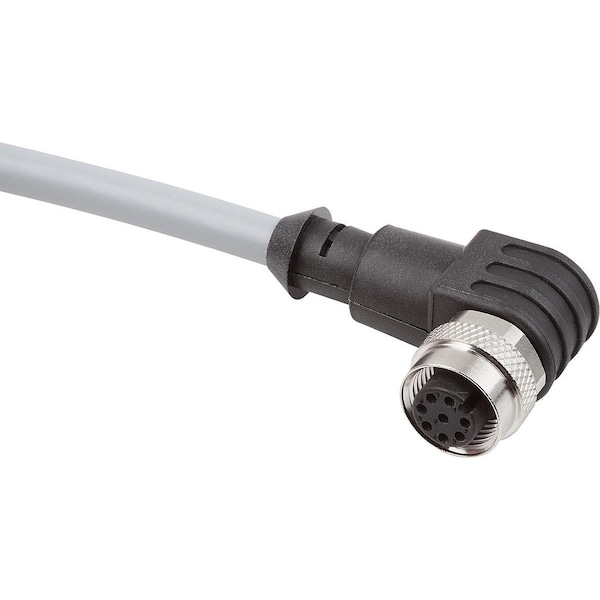 Kipp Connector, 8-Pin W. Screw Connection M12X1, Form:B Angled, D=15, L=39, P=10000, Pvc Black - K1498.11208X10000
