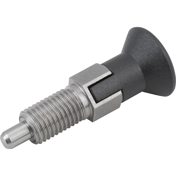 Kipp Indexing Plunger Size:1 D1=M10X1, D=5, Form:C W Locking Slot Wout Locknut, Stainless Not Hardened,  - K0630.213105