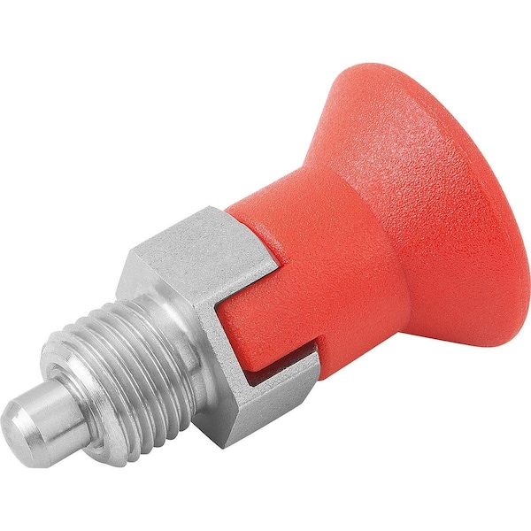 Kipp Indexing Plunger Size:3 D1=M16X1, 5, D=8, Form:C W Locking Slot Wout Locknut, Short Vers, Stainless - K0631.1730884