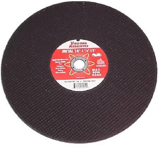 Virginia Abrasives 424-16114 14 x 0.2 pulgadas Rueda de corte unida de propósito general para metal y acero; Paquete de 10 - 755626