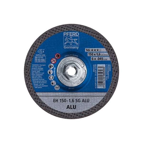 Disco de corte Pferd de 6" x .045", 5/8-11 Thd. - SG ALU - Tipo 27 - 63199