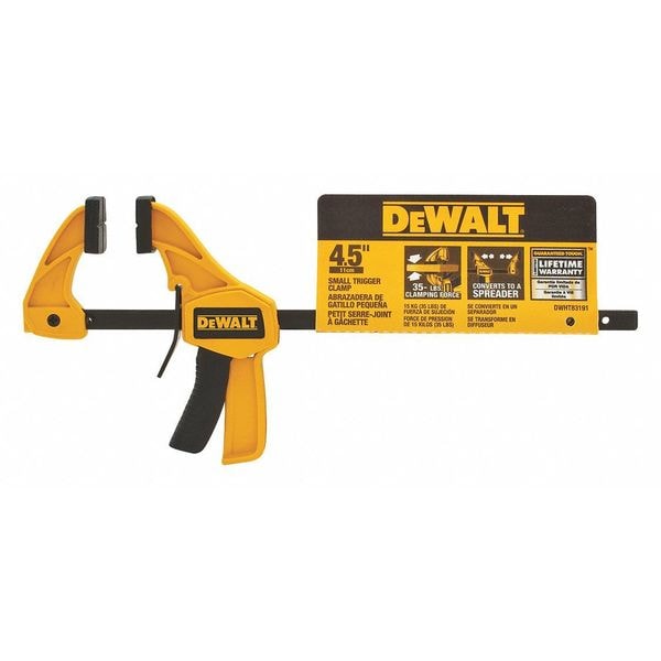 Dewalt 4-1/2" Bar Clamp, Nylon Handle and 1 1/2 in Throat Depth - DWHT83191