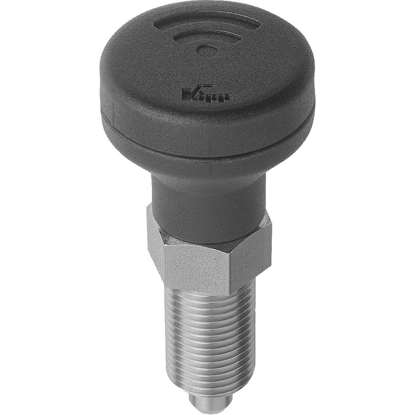 Kipp Indexing Plunger W Sensor, Size:3, M16X1, 5, D=8, Form:A Wo Locking Slot Wo Locknu, Stainless Not - K1495.11308