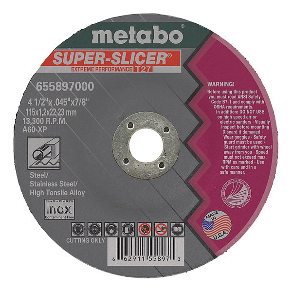 Rueda de corte Metabo, T27, A60XP, 6"X0.045"X7/8" - 655899000