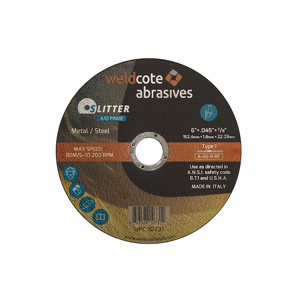 Rueda de corte Weldcote 9 X 1/16 X 7/8 T27, A-36-R-Bf Slitter A-Prime - 10742