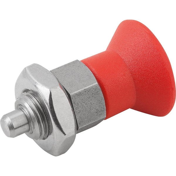 Kipp Indexing Plunger Size:4 D1=M20X1, 5, D=10, Form:B Wo. Groove W Locknut, Short Vers, Stainless Not - K0631.1641084
