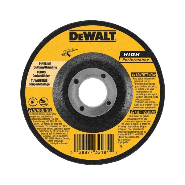 Rueda de corte/desbaste para tuberías Dewalt Bonded Abrasive, 6 pulgadas x 1/8 pulgada x 7/8 pulgada - DW8485