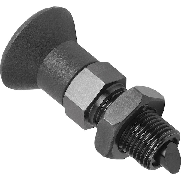 Kipp Indexing Plunger W Rotation Lock Size:2 D1=M12, D=6, Form:B, Steel Blk Oxidized, Comp: Plastic, Blk - K1300.22060