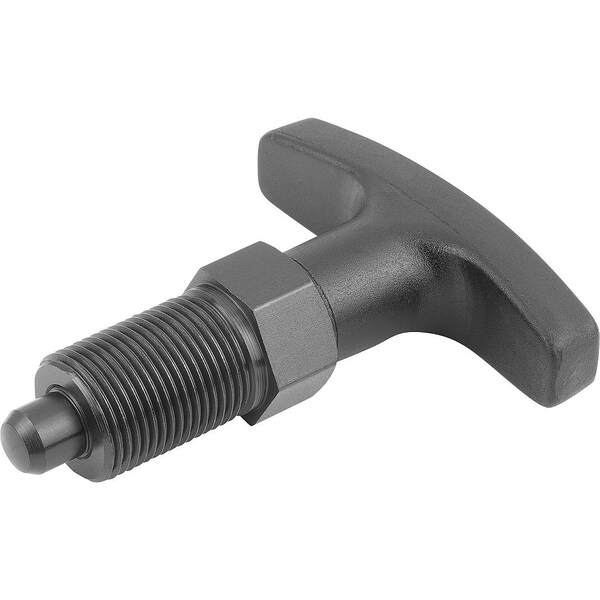 Kipp Indexing Plunger Size:4 D1=M20X1, 5, D=10, Form:A Wout Locknut, Steel Hardened, Comp:Pa Comp:Black - K1124.5410