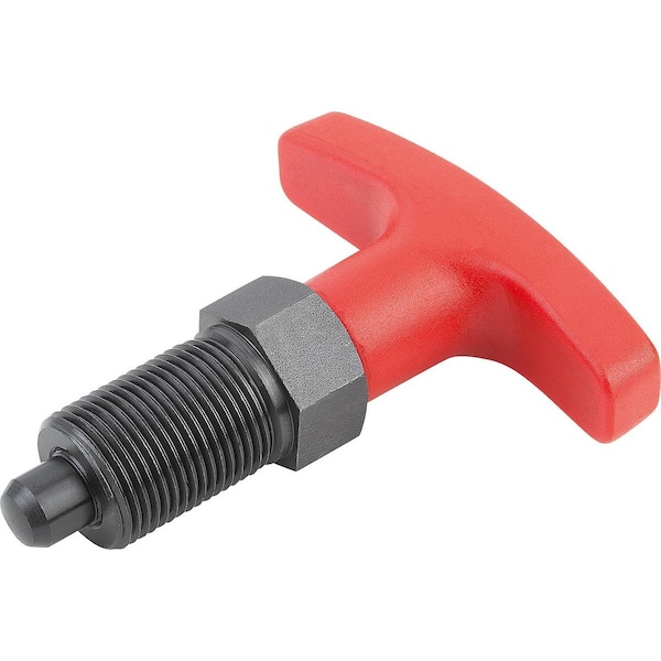 Kipp Indexing Plunger Size:4 D1=M20X1, 5, D=10, Form:A Wout Locknut, Steel Hardened, Comp:Pa Comp:Red - K1124.541084