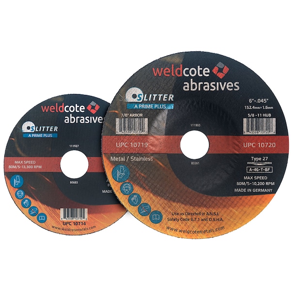 Weldcote Rueda de Corte 6 X .045 X 5/8-11 T27, A-46-T-Bf Slitter A-Prime Plus - 10720