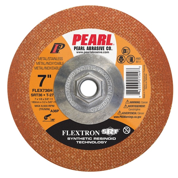 Rueda de esmerilado flexible Pearl SRT Flextron de 7 x 1/8 x 5/8-11 SRT36 T-27 - FLEX736H