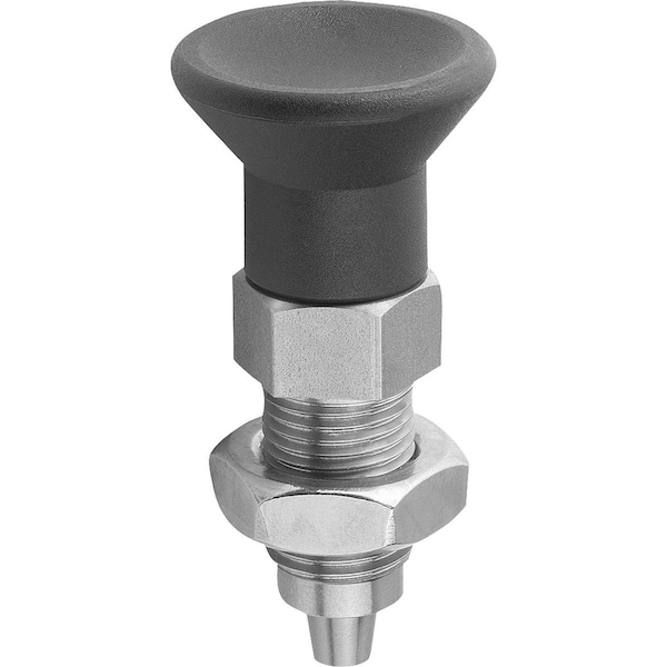 Kipp Indexing Plunger, Premium, Tapered Pin Size:4 D1=M20X1, 5, D=10, Form:B Wo. Groove W Locknut,  - K0736.502410