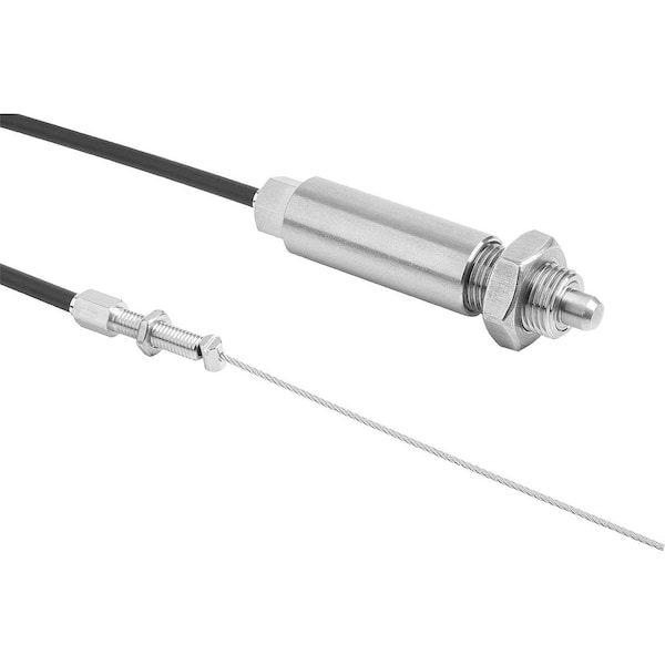 Kipp Indexing Plunger W Remote Actuation, Size:4, Form:K W Locknut, D=12, D1=M20X1, 5, L=1000, Stainless - K1502.02412X1000