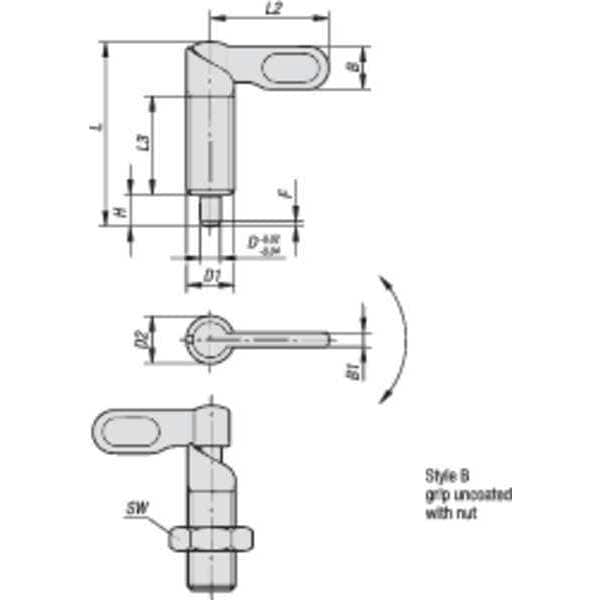 Kipp Cam-Action Indexing Plunger, Stainless Steel, D=6, D1= 3/8-16, Form: B, With Locknut - K0637.10506A4