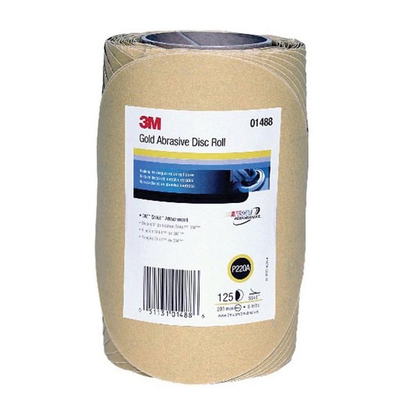Rollo de disco Stikit Gold de 3M, 01488, 8 pulgadas, P220A, 125 piezas - 7010327736