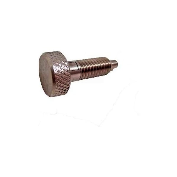 J.W. Winco Knurled Retractable Plunger w/ Lock-Out SS Body SS Nose 1x4lbs Pressure 1/4-20 Thread - 3TLH1