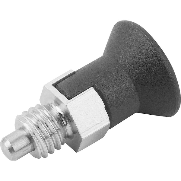 Kipp Indexing Plunger Eco Short Vers Size:2 D1=M12, D=6, Form:C, Steel Not Hardened, Comp: Plastic, Black - K0748.03206120