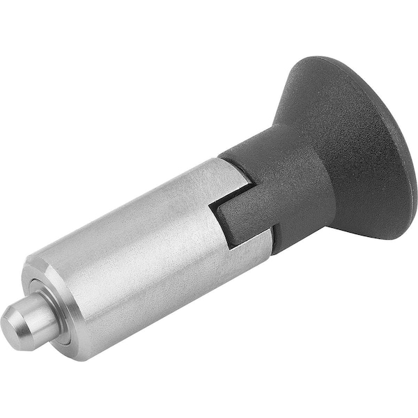Kipp Indexing Plunger W Locking Slot Size:2, Form:M, Stainless Steel Hardened, Comp: Plastic Comp:Black - K0346.02206
