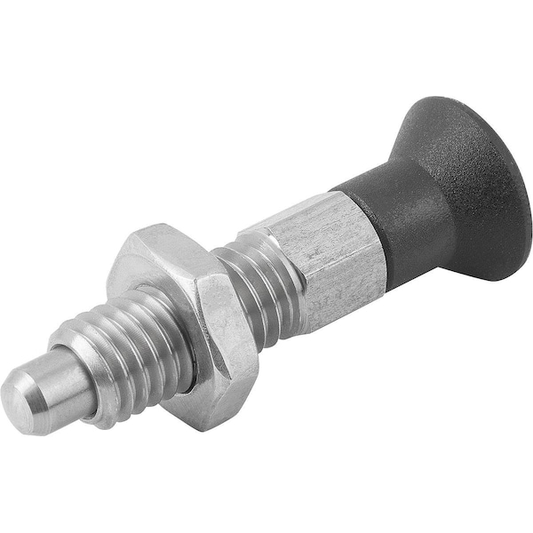 Kipp Indexing Plunger Eco Size:9 D1=M06, D=3, Form:B Wo. Groove W Locknut, Stainless Steel Not Hardened,  - K0747.12903060