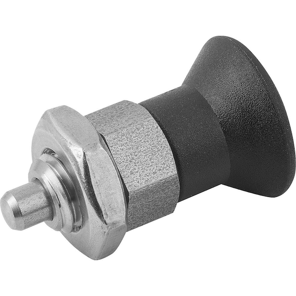 Kipp Indexing Plunger Eco Short Vers Size:0 D1=M08, D=4, Form:B, Stainless Not Hardened, Comp: Plastic - K0748.12004080