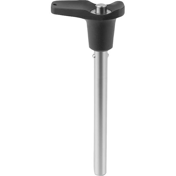 Kipp Ball Lock Pin W Head-End Lock W L-Grip, D1=6, L5=100, Stainless Steel 1.4305 Bright, Comp: Plastic - K1415.102606100