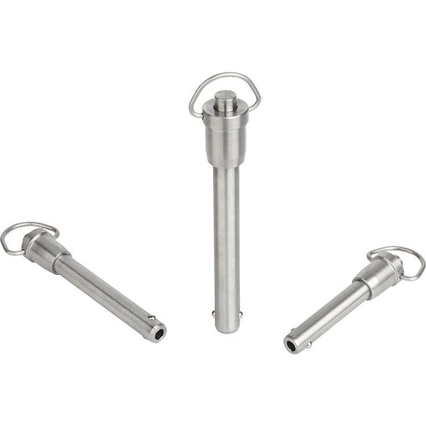 Kipp Ball Lock Pin With Grip Ring, D1=6, L=60, L1=7, L5=67, Stainless Steel, Comp:Stainless Steel - K0746.01506060