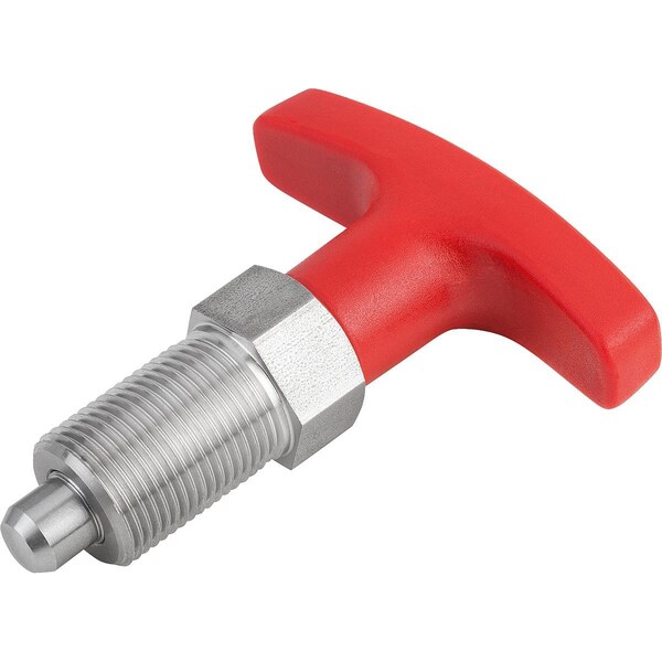Kipp Indexing Plunger Size:2 D1=M12X1, 5, D=6, Form:A Wout Locknut, Stainless Hardened, Comp:Pa Comp:Red - K1124.0520684