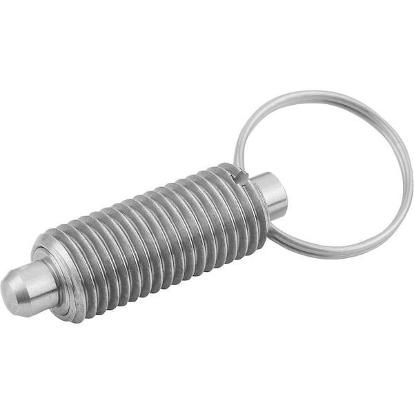 Kipp Indexing Plunger Wout Collar Size:4 D1=M20X1, 5, D=10, Form:T Wout Locknut, Stainless Not Hardened - K0635.13410