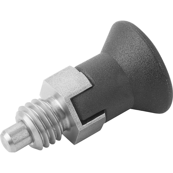 Kipp Indexing Plunger Eco Short Vers Size:1 D1=M10, D=5, Form:C, Stainless Not Hardened, Comp: Plastic - K0748.13105100