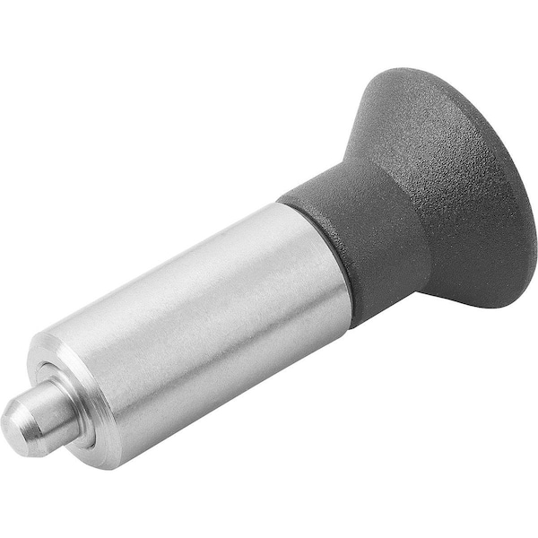 Kipp Indexing Plunger Wo. Groove Size:0, Form:L, Stainless Not Hardened, Comp: Plastic, Black Ral7021 - K0346.11004
