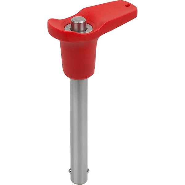 Kipp Ball Lock Pin W L-Grip, D1=12, L=70, L1=9, 9, L5=79, 9, Stainless, Comp: Plastic Comp:Red Ral3020 - K0792.10844712070