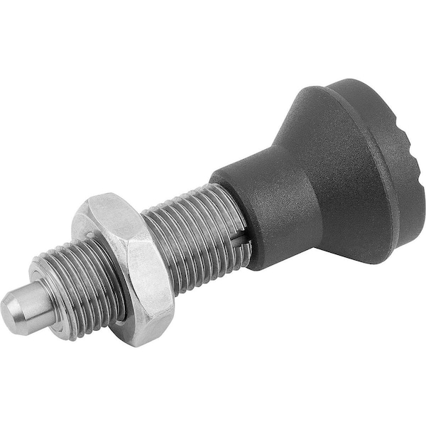Kipp Indexing Plunger Wo. Groove Size:3 D1=M16X1, 5, Form:H Stainless Steel, Hardened, Comp:Thermoplastic,  - K0344.02308