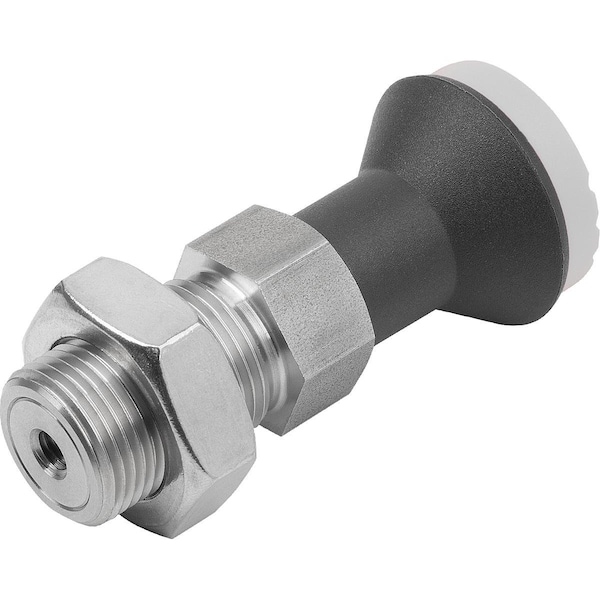 Kipp Operating Handle Wo. Groove, W. Mushroom Knob, Size:4, D1=M20X1, 5, L=73, Form:B W Locknut, Stainless - K1502.124205