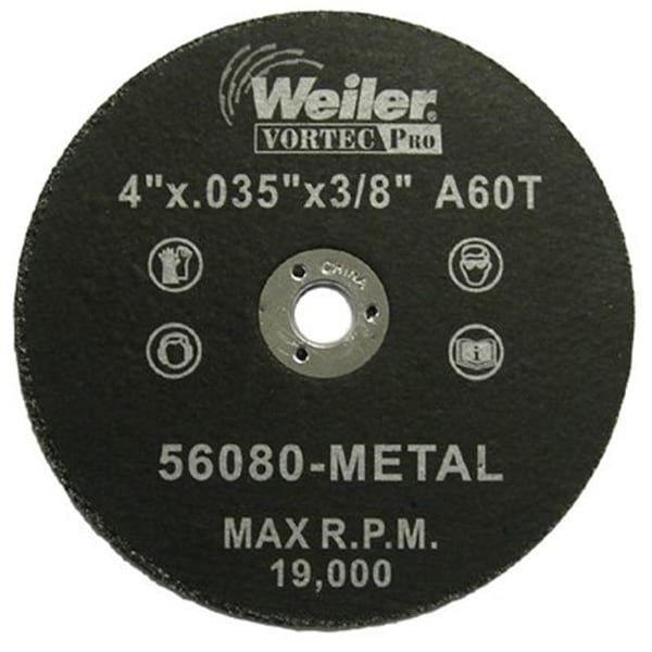 Weiler 804-56271 Rueda de corte tipo 1 de 4 pulgadas x .035 pulgadas A60 - 804-56271