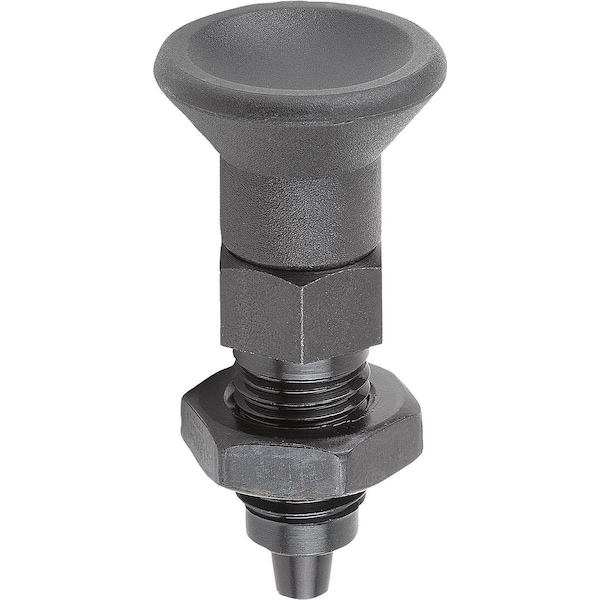 Kipp Indexing Plunger, Premium, Tapered Pin Size:2 D1=M12X1, 5, D=6, Form:B Wo. Groove W Locknut, Steel - K0736.52206