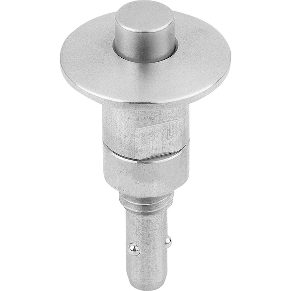 Kipp Ball Lock Pin With Mushroom Grip, D1=10, L1=21, 5, Stainless Steel Bright, Comp:Stainless Steel - K1063.10241