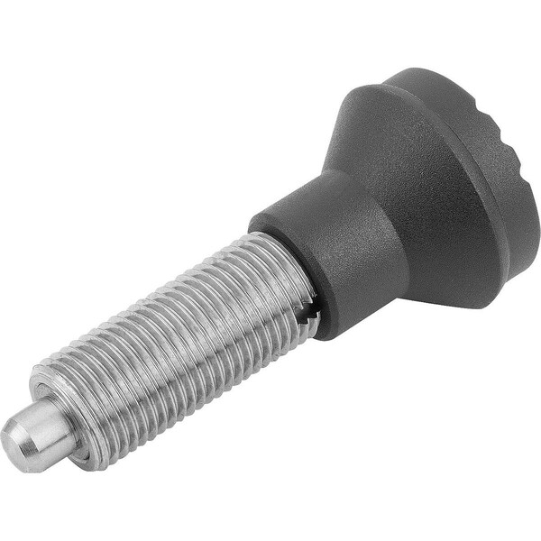 Kipp Indexing Plunger Wo. Groove Size:1 D1=M10X1, Form:G Stainless Steel, Not Hardened, Comp: Plastic,  - K0344.11105