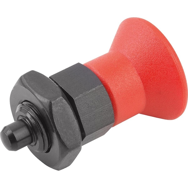 Kipp Indexing Plunger Size:9 D1=M06X0, 75, D=3, Form:B Wo. Groove W Locknut, Short Vers, Steel Hardened,  - K0631.690384