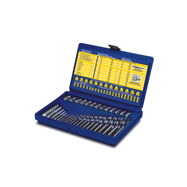 Irwin Screw Extractor Set, 35 pieces, Spiral Flute Screw Extractor and Drill Bit, For Socket Screw - 11135ZR